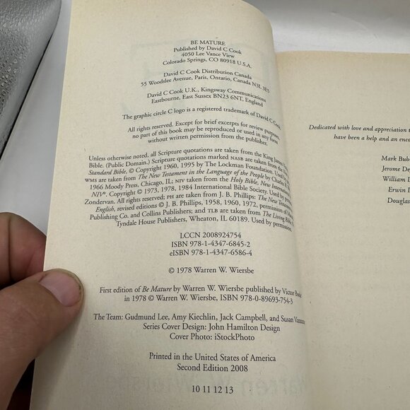 The BE Series Commentary: Be Mature James: Growing up in Christ Paperback - Picture 5 of 5